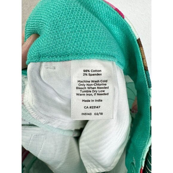 Talbots Scalloped Hem Shorts Womens 4 Tropical Green Floral Jungle Monkey Preppy - Picture 5 of 9